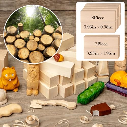 Wood Carving Kit with Basswood Carving Blocks, Wood Carving Tools Includes 3 Wood Carving Knives, 3 Detail Wood Carving Knife and 8 Wood Blocks, Whittling kit for Adult and Kids Beginners