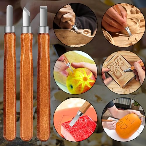 Wood Carving Kit with Basswood Carving Blocks, Wood Carving Tools Includes 3 Wood Carving Knives, 3 Detail Wood Carving Knife and 8 Wood Blocks, Whittling kit for Adult and Kids Beginners