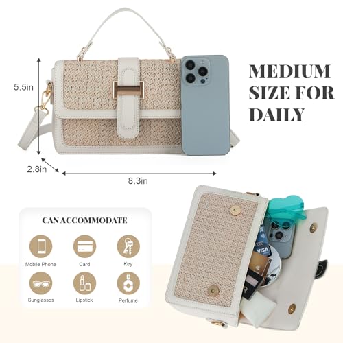 Oweisong Summer Straw Handbags for Women 2024 Spring Purses Trendy Woven Crossbody Bags Vacation Beach Shoulder Clutch Bag