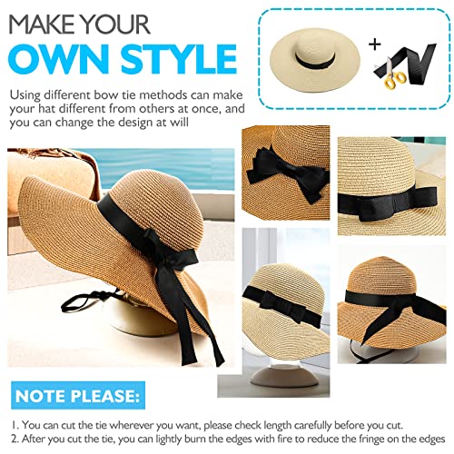 Beach Hats for Women, Foldable Sun Hat Womens UV Protection, Boho Wide Brim Hats for Women, Floppy Straw Visor Hat