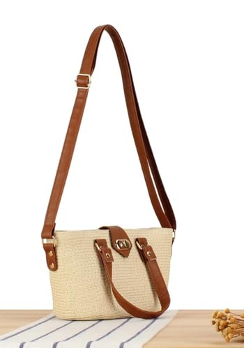 Straw Bags for Women Small Tote Handbags Shoulder Bag Crossbody Stylish Summer Beach Purses 2024