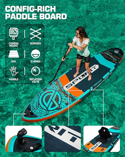 11'6"×35"×6" Extra Wide Inflatable Paddle Board, Stand Up Paddle Board, Sup Board for 450lb Capacity with Removable US Fin, 100L Backpack, Floating Paddle, 5L Waterproof Bag, Safety Leash