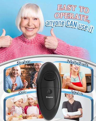 Electric Can Opener, One-Touch Automatic Can Opener with Smooth Edge, Battery Operated Handheld Can Opener for All Can Sizes, Best Kitchen Gadget for Seniors, Arthritis, and Weak Hands, Gifts (Black)