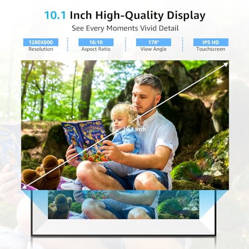 Frameo Digital Picture Frame,WiFi Slideshow Digital Photo Frame with 10.1 Inch IPS Touch Screen,Load from Phone to 32GB Digital frame,Smart Rotating Pictures via White Electronic Picture Frame,Gift