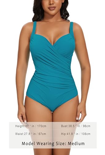 Plus Size Swimsuit for Women One Piece Bathing Suit Ruched Tummy Control Adjustable Swimwear