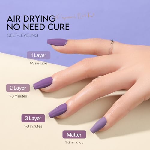 Morovan Nail Polish Set Fingernail: Mellow Yellow Violet Nude Pink Grey Air Dry Nail Polish Kit Spring & Summer Regular Nail Polish Bulk 0.25oz Finger Nail Polish Pack Daily Nail Polish Gift for Women