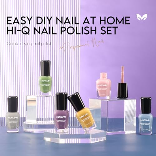 Morovan Nail Polish Set Fingernail: Mellow Yellow Violet Nude Pink Grey Air Dry Nail Polish Kit Spring & Summer Regular Nail Polish Bulk 0.25oz Finger Nail Polish Pack Daily Nail Polish Gift for Women