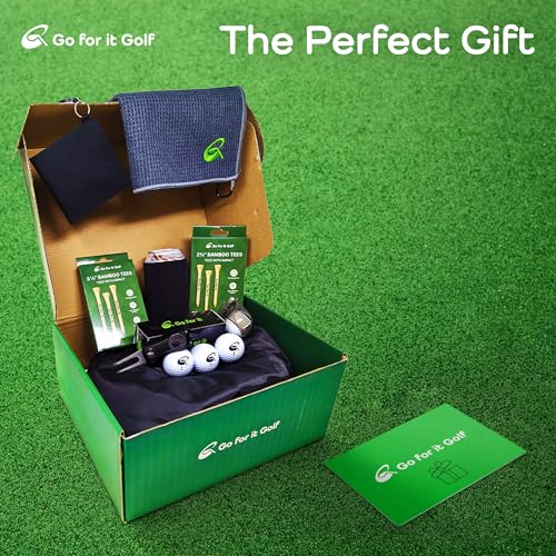 Essentials Box - Complete Golfer's Set with Golf Balls, Dual-Length Tees, Towels, Ball Mark Repair Tool, Marker Holder, Chipping Net & Can Sleeve Accessories - for Men & Women Golfers