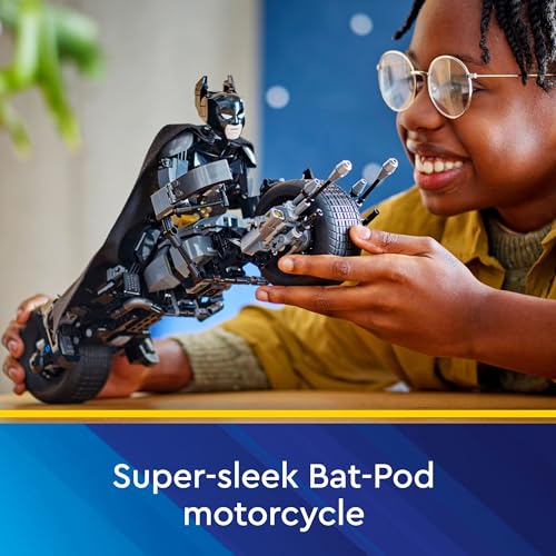 LEGO DC Batman: Batman Construction Figure & The Bat-Pod Bike, The Dark Knight Action Figure and Batman Motorcycle, Super Hero Toys, Kids’ Adventure Playset, Gift for Boys and Girls, 76273