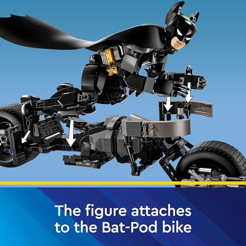 LEGO DC Batman: Batman Construction Figure & The Bat-Pod Bike, The Dark Knight Action Figure and Batman Motorcycle, Super Hero Toys, Kids’ Adventure Playset, Gift for Boys and Girls, 76273