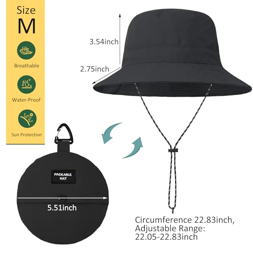 Zando Waterproof Bucket Hat for Woman Men Rain Hat UPF 50+ Sun Hats for Women Packable Outdoor Hiking Safari Fishing Hat