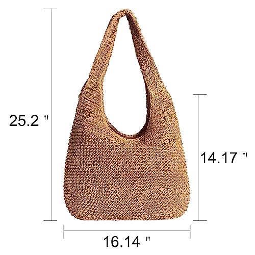 Straw Bag for Women Beach Woven Tote Bag Large Capacity Shoulder Bag for Summer Vacation