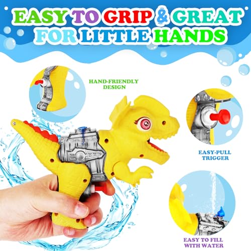 Water Guns for Kids Squirt Guns- Hyperzoo 4 Pack Mini Dinosaur Water Pistols Water Blaster Long Shooting Water Gun Toys for Boys Girls Toddlers, Ideal Summer Gifts for Swimming Pool Party Beach Yard