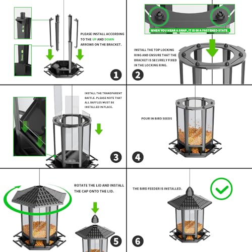 Birdream 2 Pack Bird Feeders for Outdoor Hanging, Retro Pagoda Design Fun Installation Bird Feeder, Attracting Wild Birds Chickadees Goldfinches Cardinals finches and sparrows