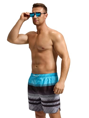 SILKWORLD Mens Swim Trunks Quick Dry Bathing Suit Board Swimming Shorts with Zipper Pockets and Compression Liner