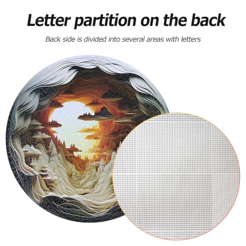 Bgraamiens Puzzle-Dawn- 3D Visual Dawn Inside a Cave 1000 Pieces Round Puzzle for Adult,Unique Puzzle Autostereoscopy Puzzle Hard Challenge Puzzle for Adult