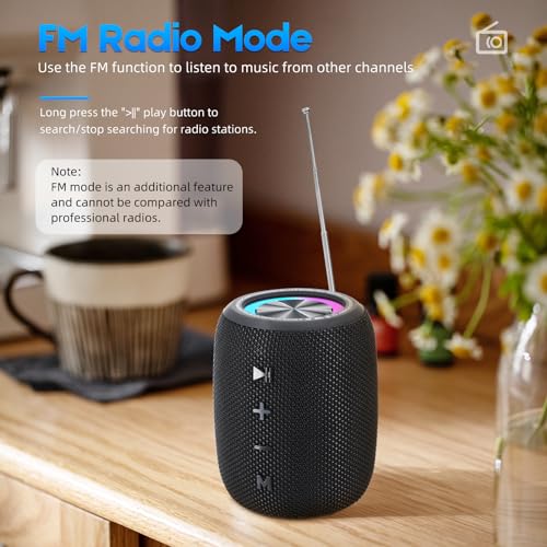 Portable Bluetooth Speaker, BT5.3 Wireless Speaker 20W Bass Diaphragms with Multi LED Light Dynamic Modes, IPX6 Waterproof 16H Playtime supports FM Mode, TF, USB for Home, Cycling, Outdoor, Beach