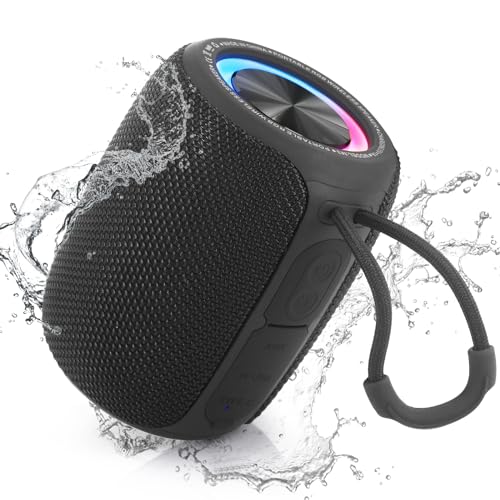 Portable Bluetooth Speaker, BT5.3 Wireless Speaker 20W Bass Diaphragms with Multi LED Light Dynamic Modes, IPX6 Waterproof 16H Playtime supports FM Mode, TF, USB for Home, Cycling, Outdoor, Beach