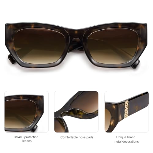 SOJOS Retro Cat Eye Sunglasses for Women Men Trendy Rectangle Designer Sunnies SJ2296