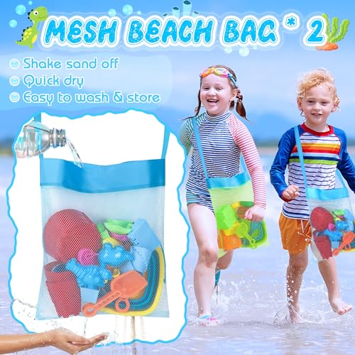 Collapsible Beach Toys Set for Kids Toddlers, Travel Sand Castle Toys for Beach with Mesh Bag & Sand Molds, Collapsible Sand Bucket and Shovel Set for Kids, Sandbox Toys for Toddlers Kids Age 3-12