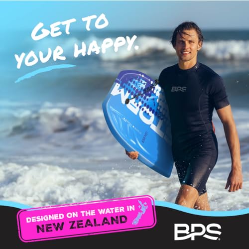 BPS ‘Storm’ Pro 42.5" Body Board for All Wave Conditions – Lightweight Boogie Boards for Beach with EPS Core HDPE Slick Bottom IXPE Deck with Wrist Leash and Plug for Kids and Adults