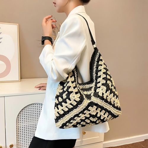 Straw Hobo Bags for Women Vintage Shoulder Bag Everything Tote Bag Designer Beach Bag Holiday Work Everyday Summer