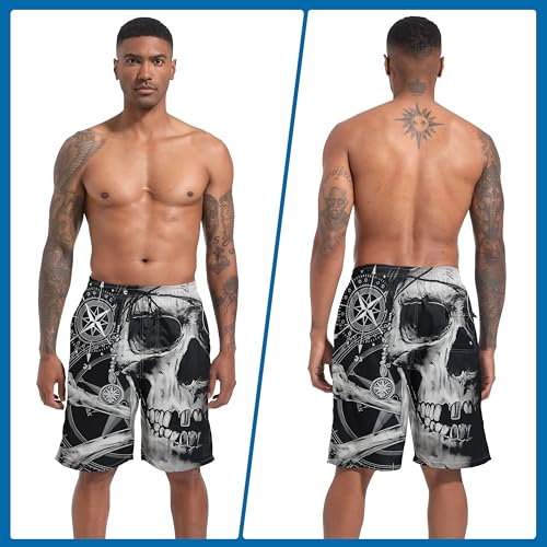 Mens Swim Trunks with Compression Liner 9" Stretch Board Shorts 2 in 1 Quick Dry Swimwear Bathing Suits