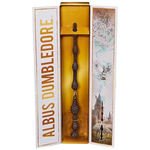 Wizarding World Harry Potter, 12-inch Magical Collector Albus Dumbledore Wand with Stand & Die-cast Icon, Magical Creatures Series