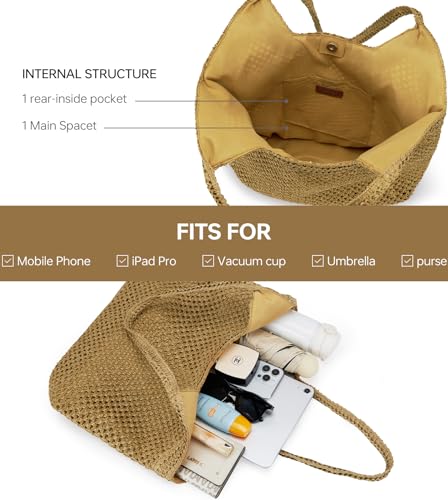 Large Straw Mesh Beach Bag The Tote Shoulder Bag for Women Beach Vacation Essentials Clutch Purses for Women