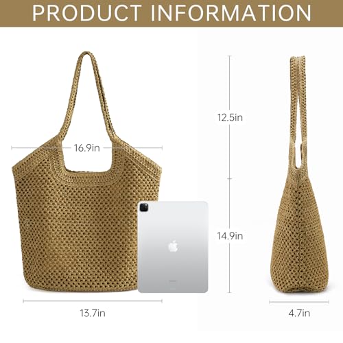 Large Straw Mesh Beach Bag The Tote Shoulder Bag for Women Beach Vacation Essentials Clutch Purses for Women