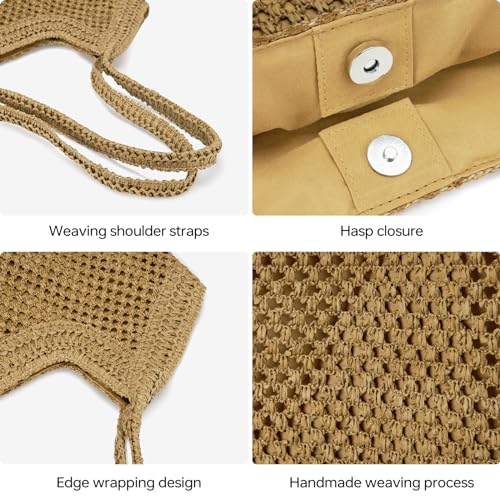 Large Straw Mesh Beach Bag The Tote Shoulder Bag for Women Beach Vacation Essentials Clutch Purses for Women