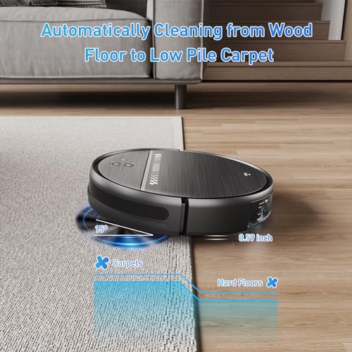 MANVN Robot Vacuum and Mop Combo, Robot Vacuum with Wi-Fi/APP, Self-Charging Robot Vacuum and Mop Ultra Slim Quiet, Ideal for Hard Floor, Pet Hair and Daily Cleaning