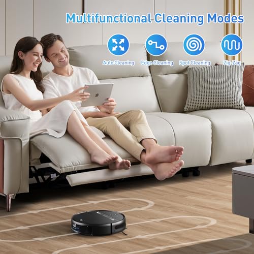 MANVN Robot Vacuum and Mop Combo, Robot Vacuum with Wi-Fi/APP, Self-Charging Robot Vacuum and Mop Ultra Slim Quiet, Ideal for Hard Floor, Pet Hair and Daily Cleaning