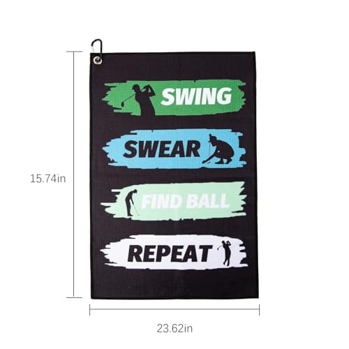 Funny Golf Towel Printed Golf Towels - Golf Bags with Clip,Microfiber Fabric Waffle Embroidered Towels Golf Accessories Golf Gifts for Men Women Golf Fan Golfer