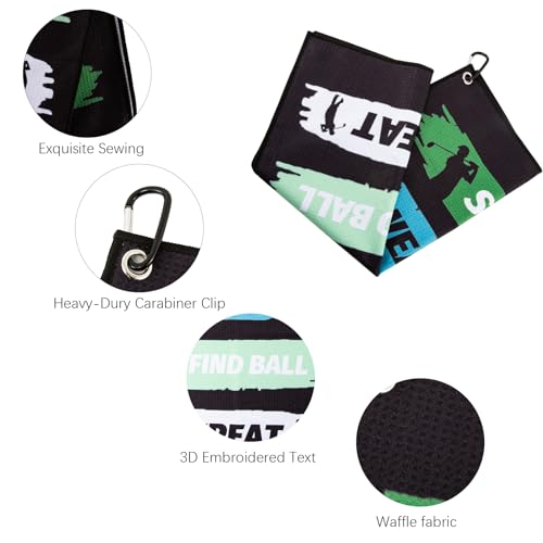 Funny Golf Towel Printed Golf Towels - Golf Bags with Clip,Microfiber Fabric Waffle Embroidered Towels Golf Accessories Golf Gifts for Men Women Golf Fan Golfer