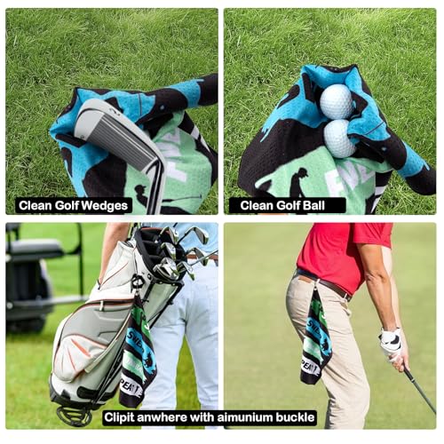 Funny Golf Towel Printed Golf Towels - Golf Bags with Clip,Microfiber Fabric Waffle Embroidered Towels Golf Accessories Golf Gifts for Men Women Golf Fan Golfer