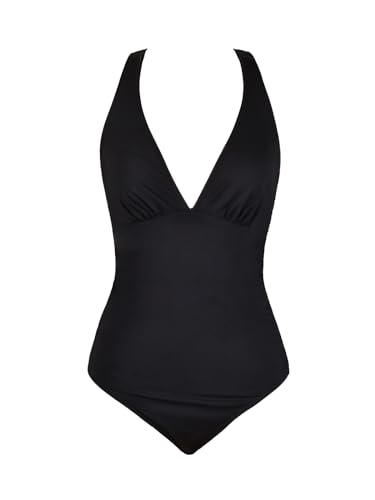 CUPSHE Women's One Piece Swimsuit Halter V Neck Tummy Control Sculpting Slimming Bathing Suit
