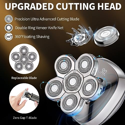 Head Shavers for Bald Men & Professional Barber Clippers Zero Gapped Hair Trimmer for Men Rotary Bald Shavers Cordless Beard Trimmer Grooming Kit