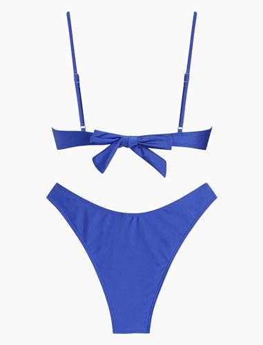 ZAFUL Women High Cut Bikini Sets String Sexy Swimsuit Two Piece Underwire Bathing Suit Brazilian Cheeky Cut Out Cute Swimwear