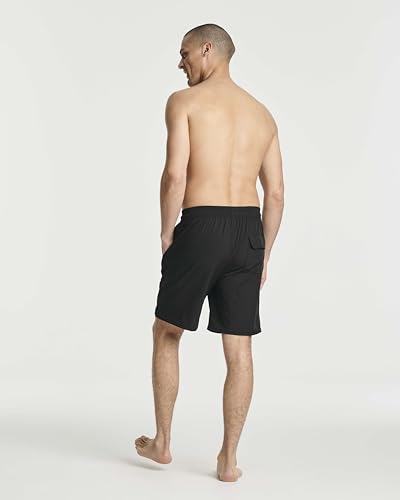 Real Essentials 3 Pack: Men's 9" Inch 2 in 1 Board Shorts with Compression Liner - Bathing Suit with Back Flap Pocket