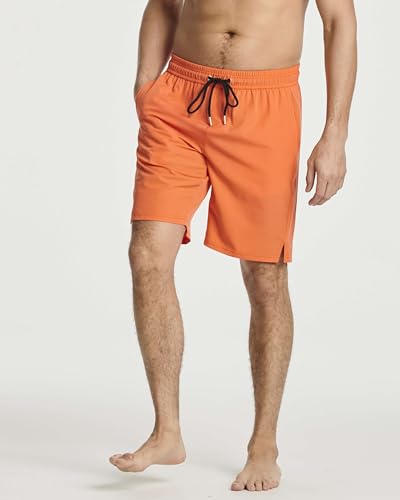 Real Essentials 3 Pack: Men's 9" Inch 2 in 1 Board Shorts with Compression Liner - Bathing Suit with Back Flap Pocket