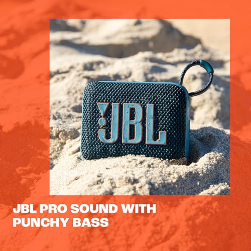 JBL Go 4 - Ultra-Portable, Waterproof and Dustproof Bluetooth Speaker, Big Pro Sound with punchy bass, 7-Hour Built-in Battery, Made in part with recycled materials (Blue)