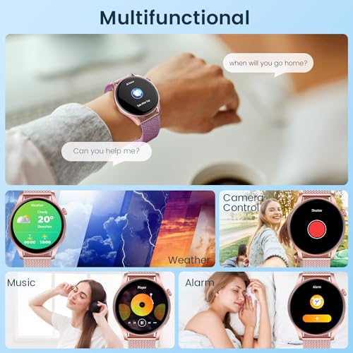 Smartwatch for Women Fitness Watch: 1.43" Amoled Touchscreen Smart Watch Answer/Make Call with Heart Rate Blood Pressure Sleep Monitor 100+ Sports Modes Fitness Tracker IP67 Waterproof for Android iOS