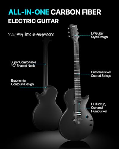 Enya Electric Guitar Nova Go Sonic Smart Electric Carbon Fiber Guitarra with 10W Wireless Speaker, Onboard Presets, Charging Cable, Adjusting Wrench, and Gig Bag