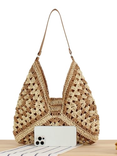 Straw Hobo Bags for Women Vintage Straw Tote Bag Summer Beach Shoulder Bag Designer Hand-woven Beach Bag for Travel 2024