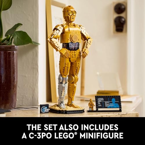 LEGO Star Wars C-3PO Buildable Droid Figure, Build and Display Model with C-3PO Minifigure, Star Wars Collectible for Home or Office Décor, Nostalgic Gift Idea for Adults, Fans or Collectors, 75398