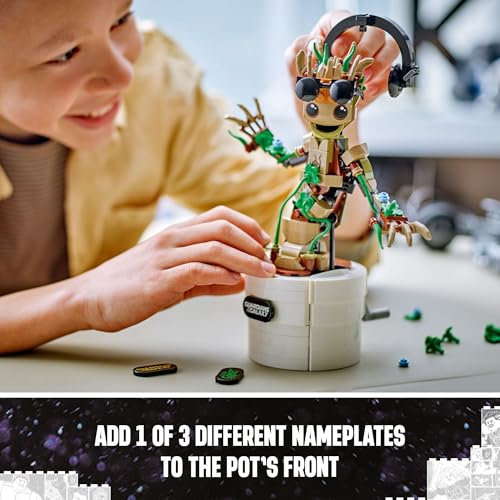 LEGO Marvel Dancing Groot, Guardians of The Galaxy Toy, Buildable Birthday Gift, Marvel Toy, Super Hero Hand-Operated Interactive Playset, Marvel Gift for Kids, Animated Groot Figure, 76297