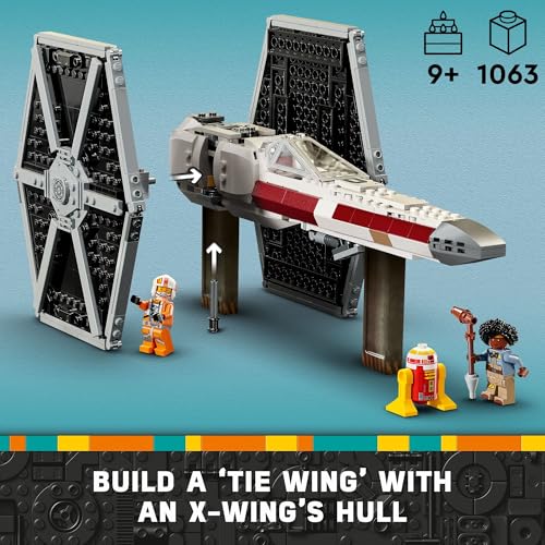 LEGO Star Wars TIE Fighter & X-Wing Mash-up Building Set, Starfighter Toy for Boys and Girls, Customizable Vehicles with 4 Minifigures, Star Wars Gift for Kids or Any Fan Ages 9 and Up, 75393