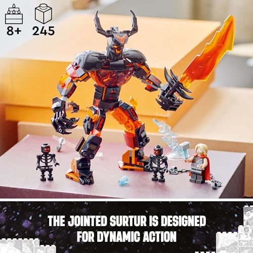 LEGO Marvel Thor vs. Surtur Construction Figure, Buildable Thor Super Hero Toy for Kids, Marvel Action Figure Playset with 3 Minifigures, Marvel Gift for Boys and Girls Ages 8 and Up, 76289