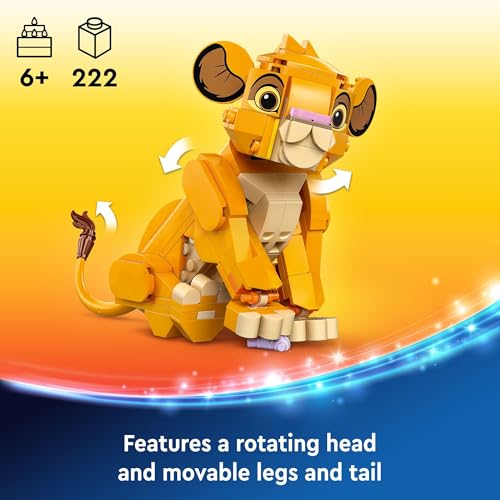 LEGO Disney Simba The Lion King Cub Buildable Disney Toy for Kids, Disney Collection, Lion King Movie Toy, Simba Toy Construction Playset Figure, Fun Gift for Girls and Boys Ages 6 and Up, 43243